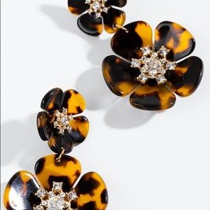 Acrylic Tortoise Rhinestone Flower Drop Earrings